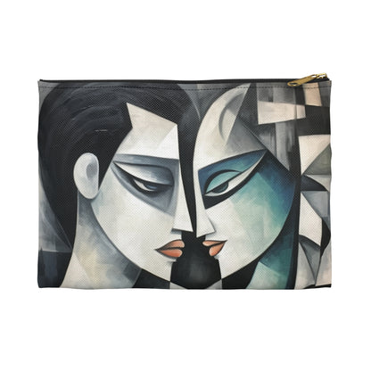 Accessory Pouch with Cubist Art: Finesse and Abstract Flair