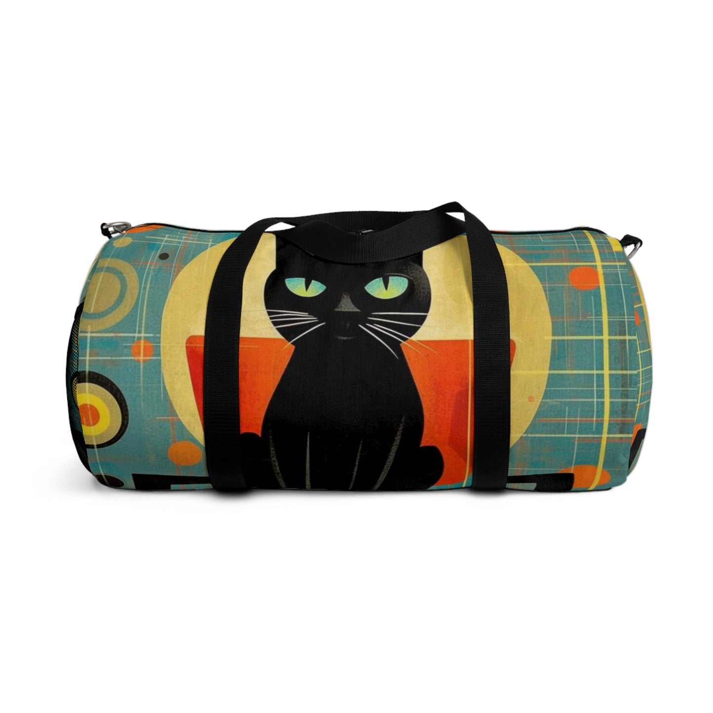 Abstract Cat Expressions: Modern Art-Inspired Midcentury Modern Duffel bag with Timeless Atomic Age Design