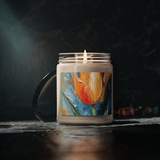 Orange Tulip Magic on Scented Soy Candle: A Blossoming Artistic Delight