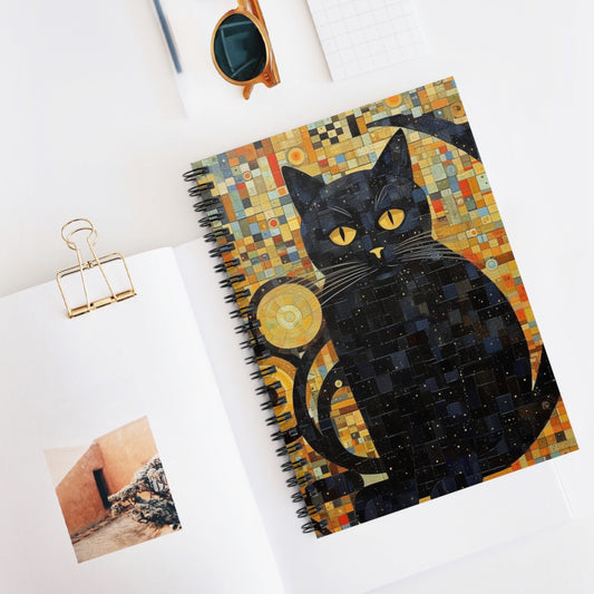 Gustav Klimt Cat Spiral Notebook: Embrace Feline Beauty and Artistic Splendor