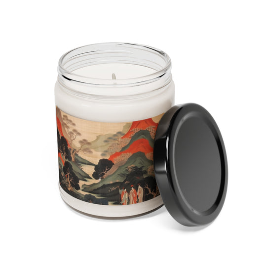 Custom Japanese Tapestry on a Scented Soy Candle- Unique Artistic Expression