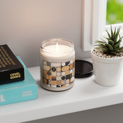 Mosaic Harmony: Circular Canvas Scented Soy Candle