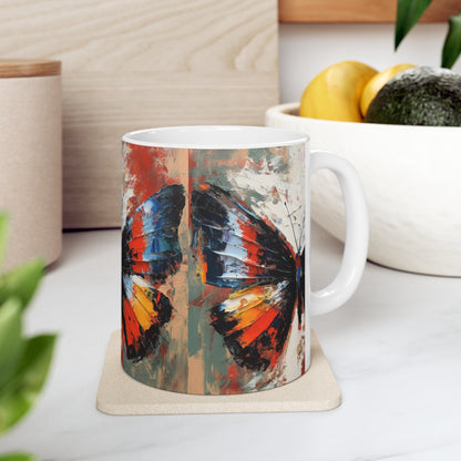 Ceramic Mug with Bauhaus Butterfly Drawing: A Harmonious Blend of Art and Functionality