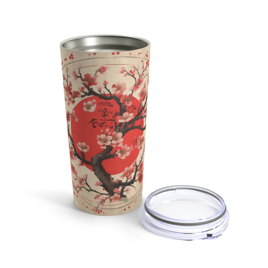 Nature's Brushstrokes: Tumbler Featuring Captivating Cherry Blossom Drawings