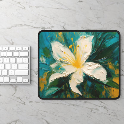 Floral Symphony: Gaming Mouse Pad featuring an Abstract Oil Painting of Jasmine