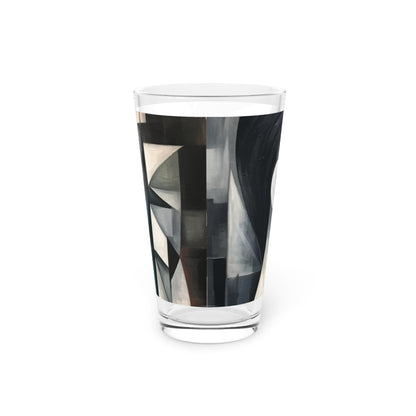 Pint Glass with Cubist Art: Sip with Artistic Finesse and Abstract Flair