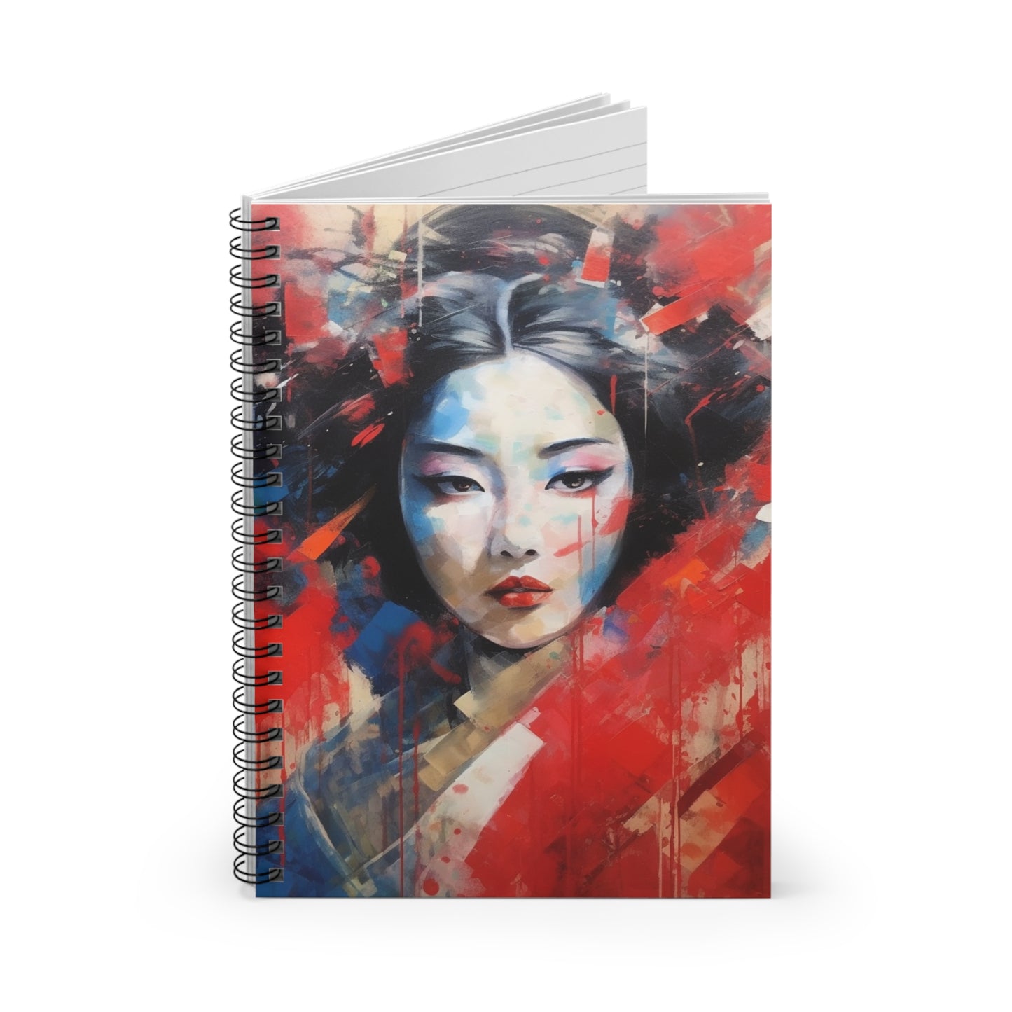 Spiral Notebook with Abstract Geisha Drawing