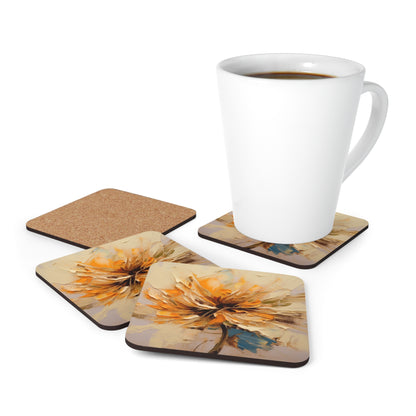 A Brush of Nature's Elegance: Corkwood Coaster Set for Artistic Flower Lovers