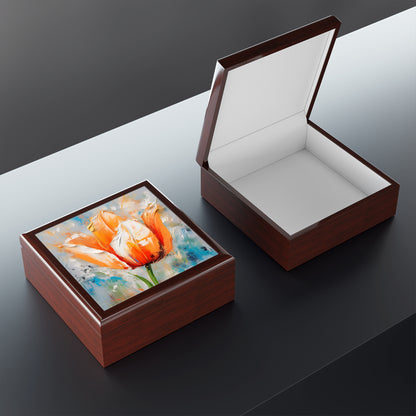 Jewelry Box with Vibrant Orange Tulip: Embrace the Beauty of Nature