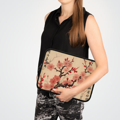 Floral Fusion: Laptop Sleeve Merging Cherry Blossom Beauty and Artistic Flower Drawings