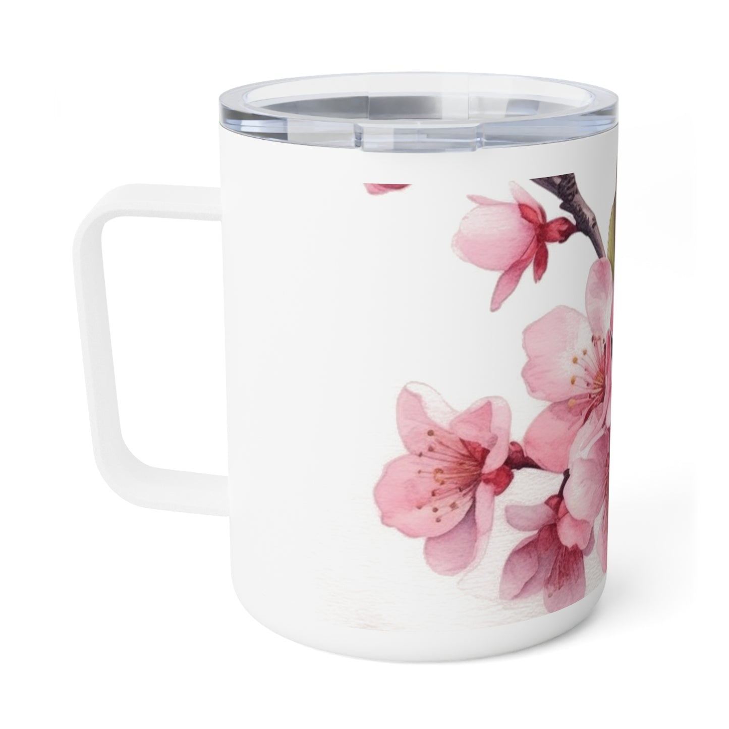 Artistic Flourish: Floral Watercolor Cherry Blossom Insulated Coffee Mug