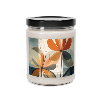 Botanical Chic: Flower Drawings and Minimalist Scented Soy Candle Design with Midcentury Flair