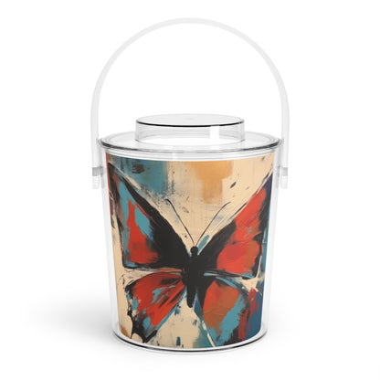 Ice Bucket with Tongs with Bauhaus-Inspired Butterfly: Embrace the Subtle Elegance of Nature