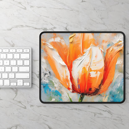 Gaming Mouse Pad with Vibrant Orange Tulip: Embrace the Beauty of Nature