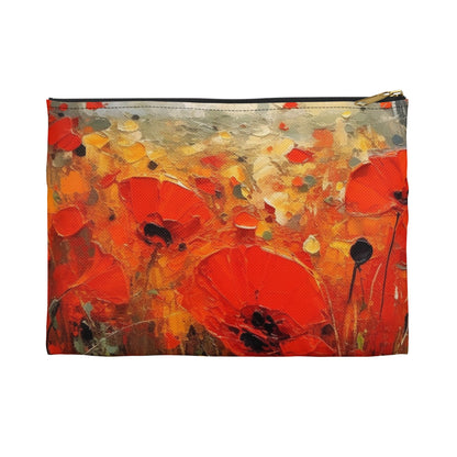 Whimsical Poppy Art on Accessory Pouch