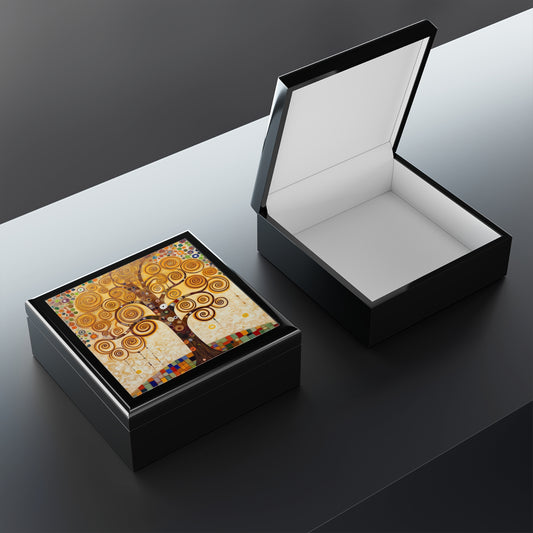 Captivating Artistry: The Tree of Life Jewelry Box, Inspired by Gustav Klimt's Timeless Masterpiece