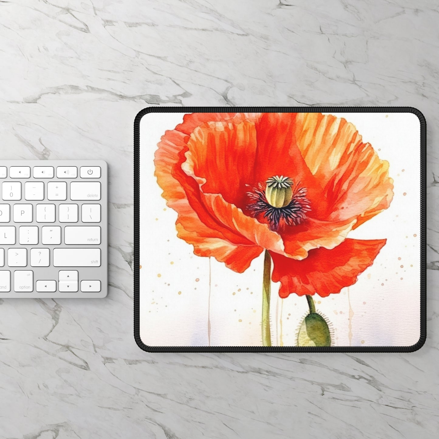 Watercolor Poppy Garden Gaming Mouse Pad: Unleash the Beauty of Nature