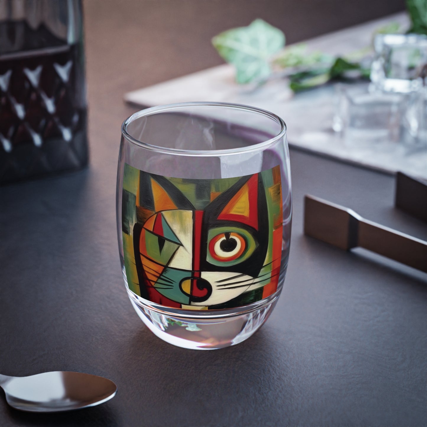 Picasso's Retro Gallery: Midcentury Modern Whiskey Glass with Vintage Fashion and Artistic Touch