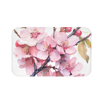 Whimsical Delight: Watercolor Cherry Blossom Tree Bathmat