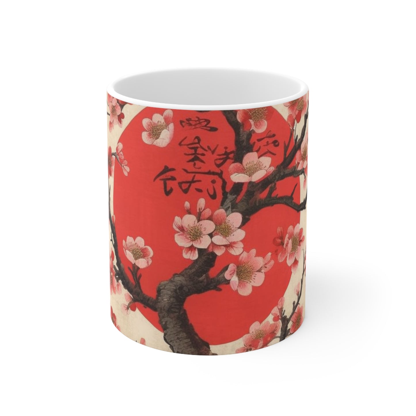 Tranquil Moments: Ceramic Mug featuring Cherry Blossom Drawings