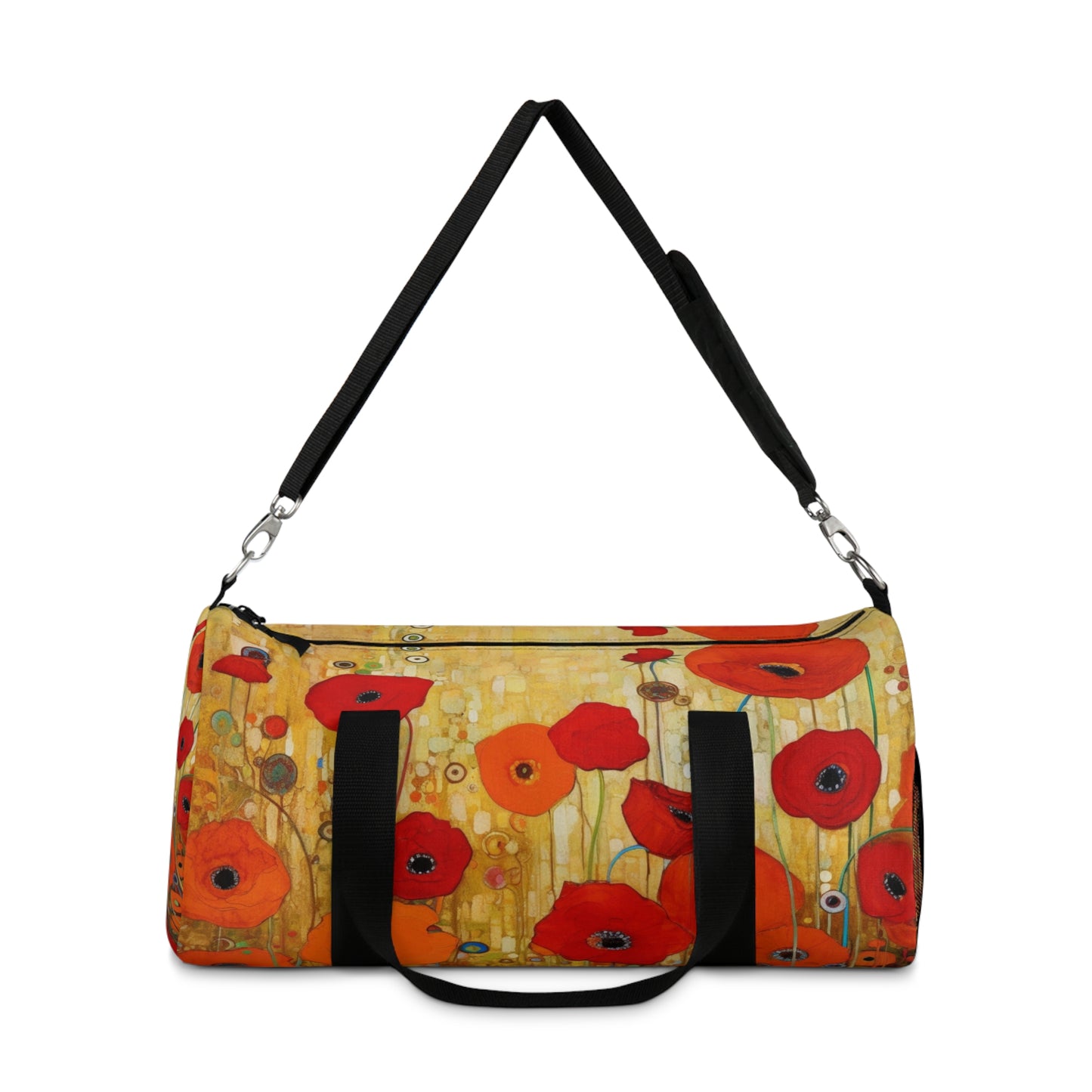 Floral Symphony: Duffel Bag showcasing Gustav Klimt's Poppies in Art Nouveau