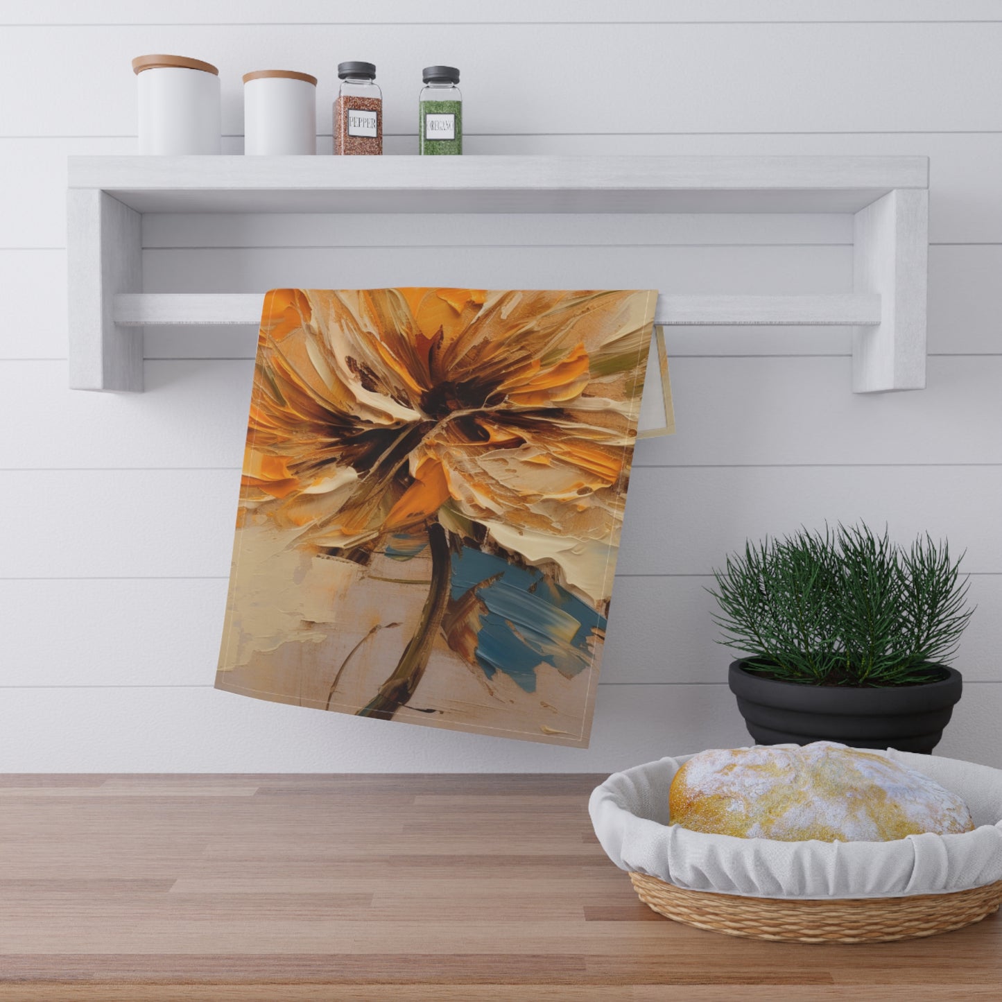 A Brush of Nature's Elegance: Kitchen Towel for Artistic Flower Lovers