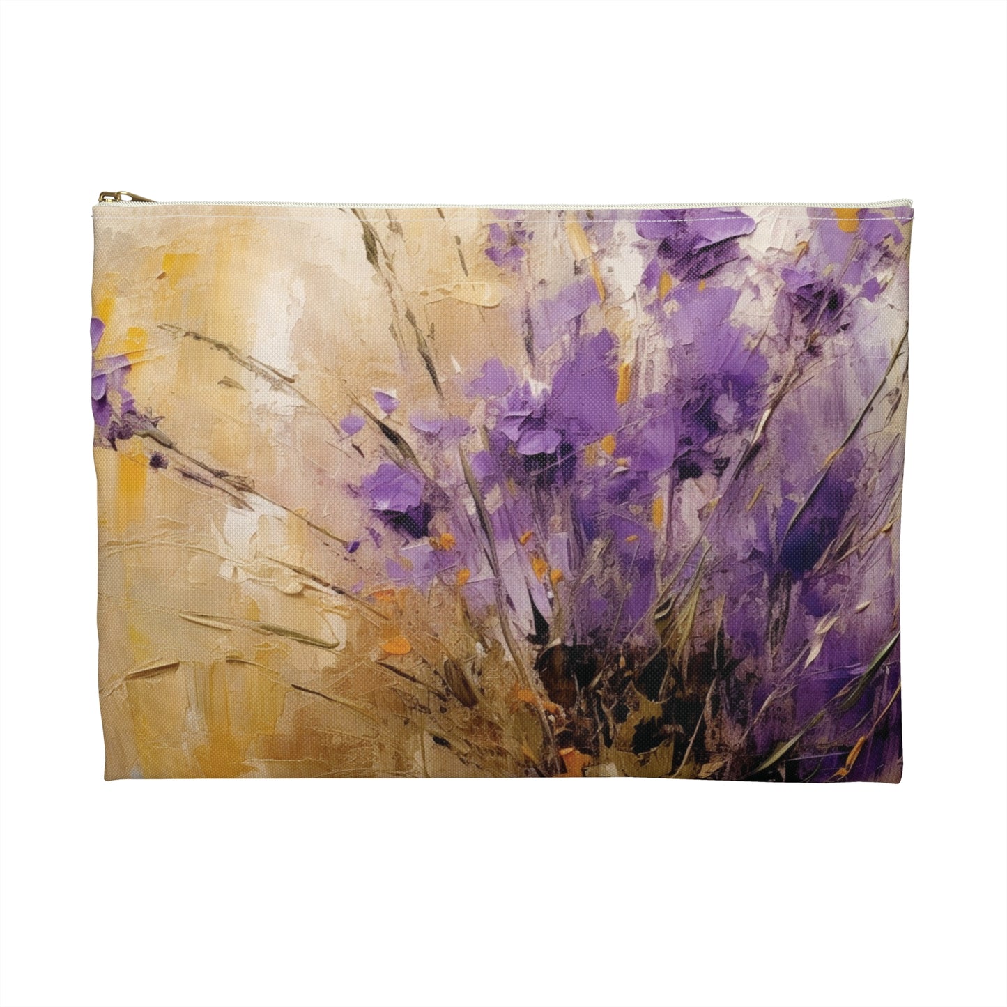 Expressive Lavender Drawing on Accessory Pouch: A Symphony of Colors and Petals