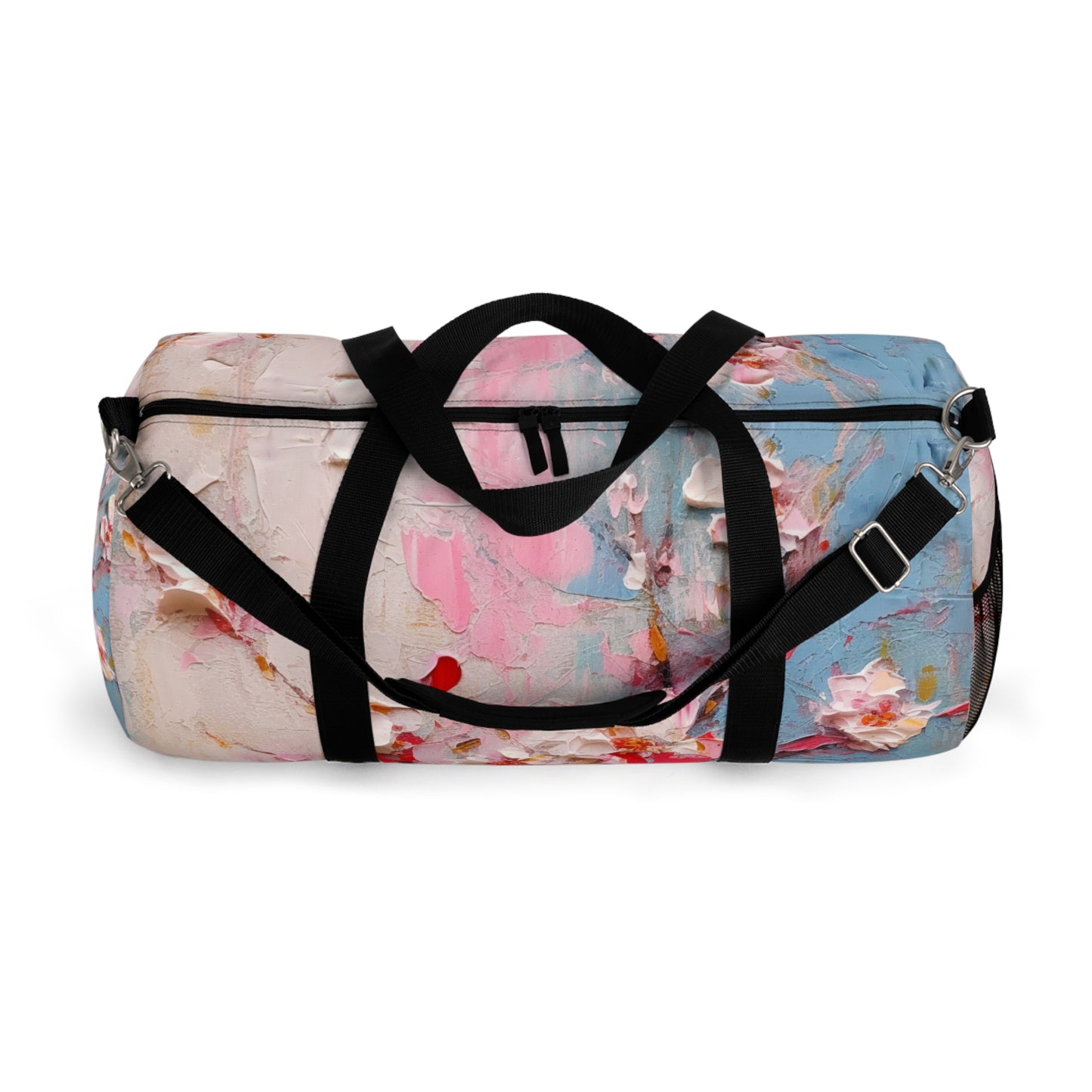 Abstract Backgrounds Duffel Bag: Tranquil Hues and Cherry Blossom Charm