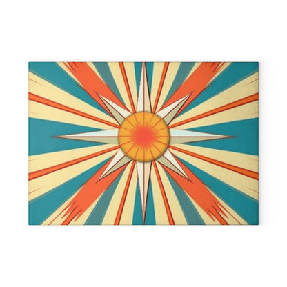 Midcentury Modern Chic: Starburst Glass Cutting Board with Abstract Art Influences