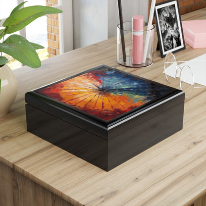 Abstract Art Jewelry Box: Japanese Umbrella, A Reflection of Creativity