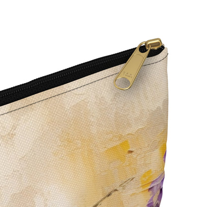 Expressive Lavender Drawing on Accessory Pouch: A Symphony of Colors and Petals