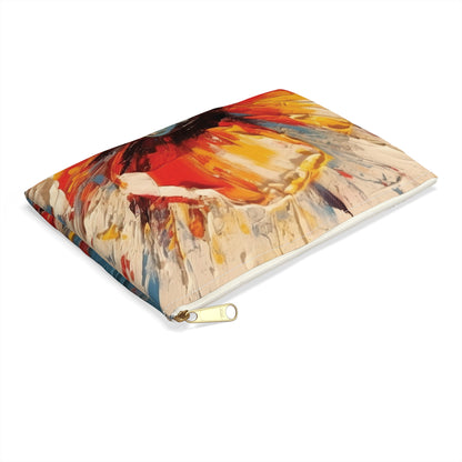 Poppy Symphony: Accessory Pouch with Abstract Floral Artwork