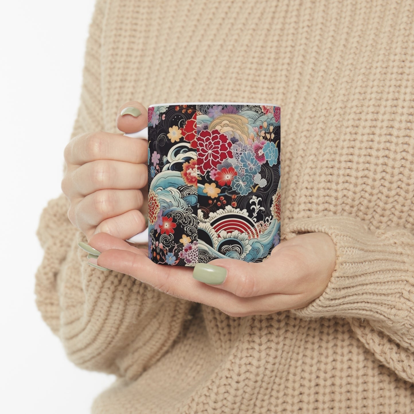 Ceramic Mug: Silk Kimono Serenity - Discover Tranquility and Beauty in Your Coffee Break