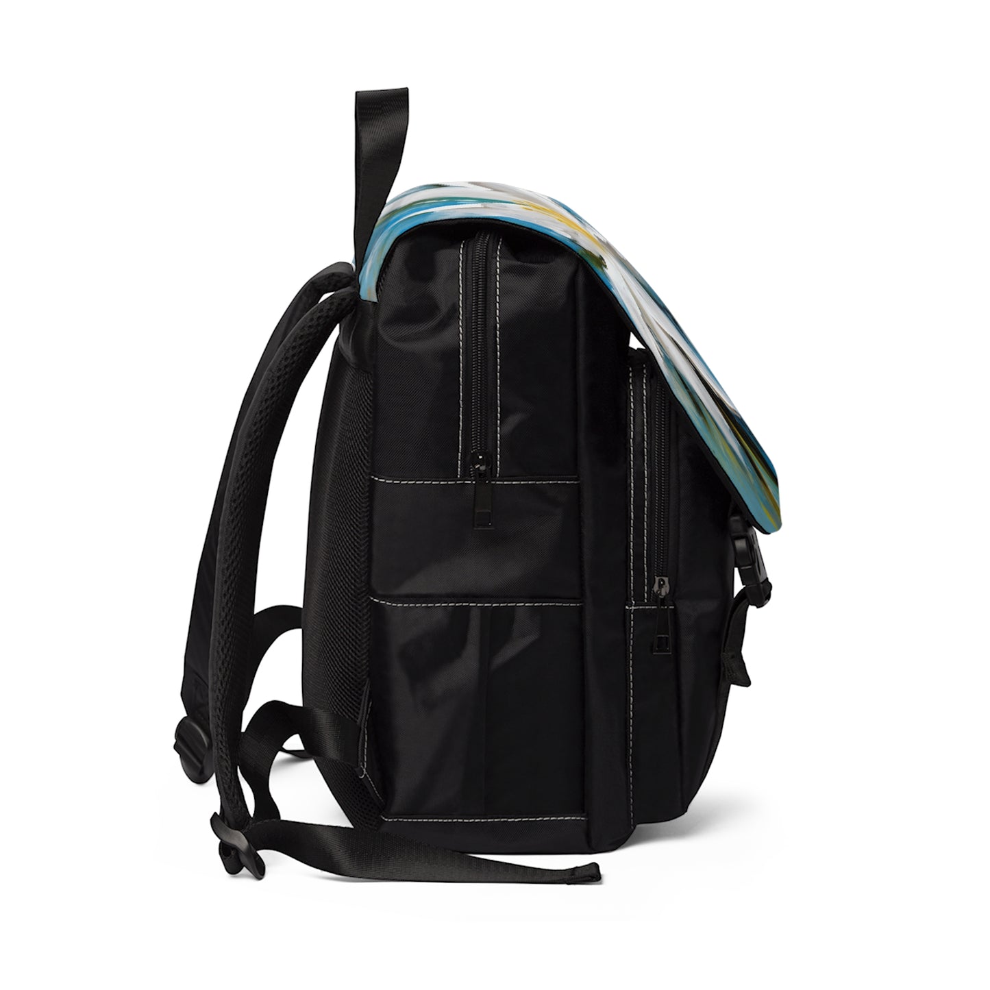 Ethereal Elegance: Unisex Casual Shoulder Backpack featuring an Abstract Oil Painting of Jasmine