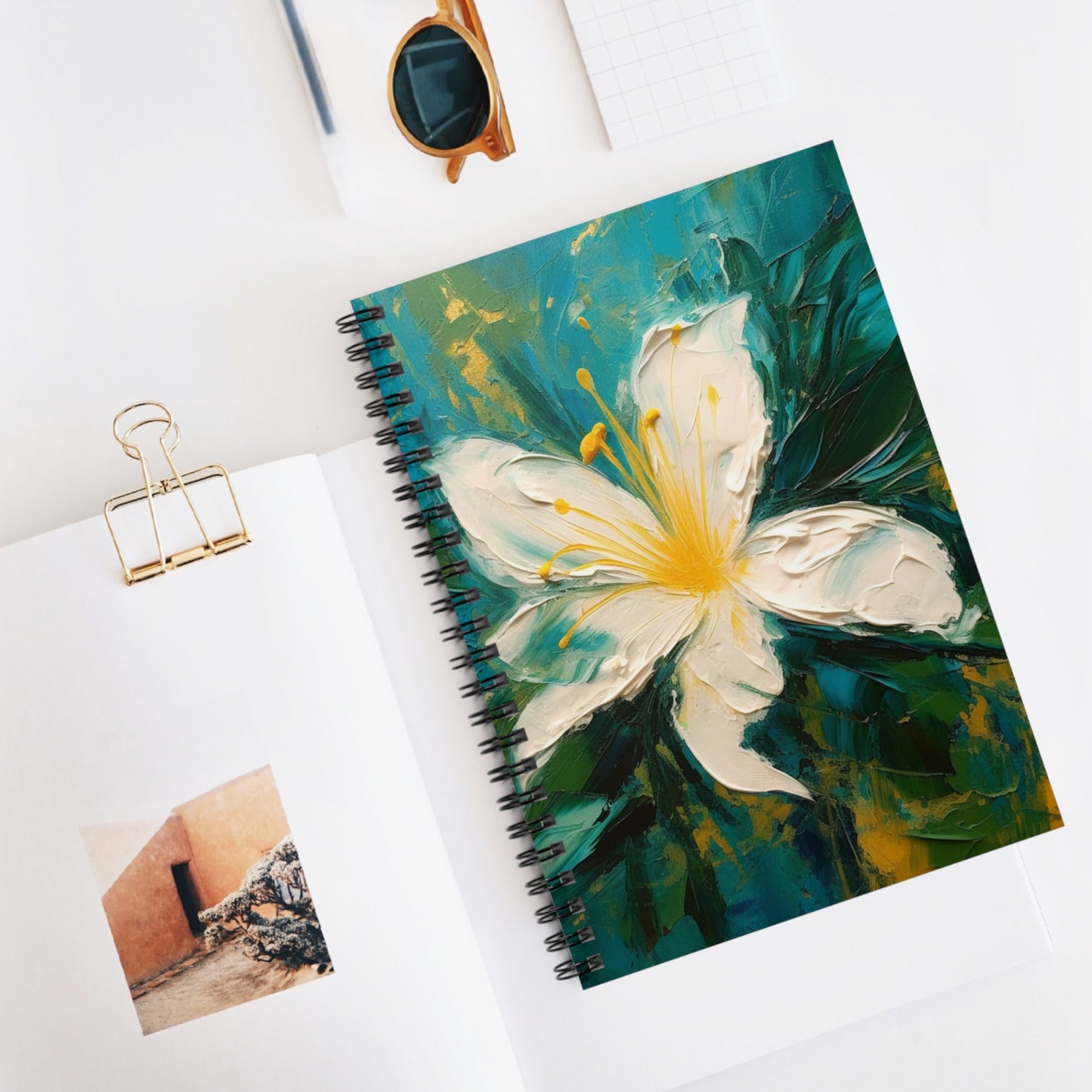 Floral Symphony: Spiral Notebook featuring an Abstract Oil Painting of Jasmine