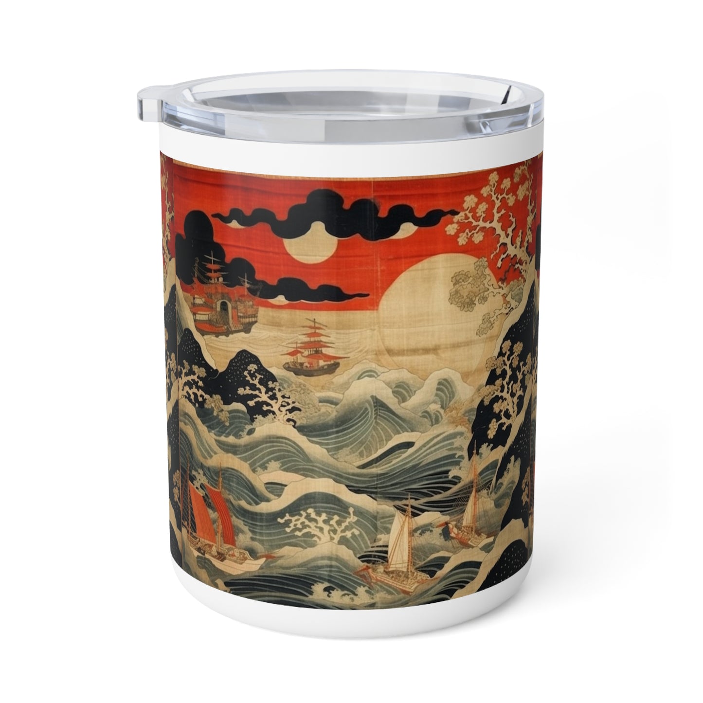 Polychrome Tapestry Elegance: Japanese Tapestry Insulated Coffee Mug