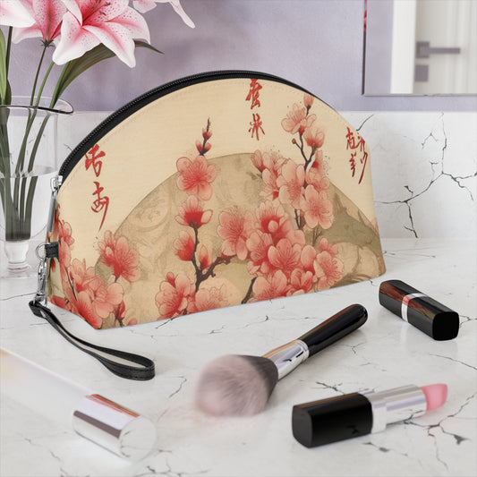 Whimsical Blossom Dreams: Makeup Bag with Delightful Flower Drawings and Cherry Blossoms