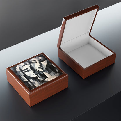 Abstract Oil Paint Jewelry Box: Cubist Artistry in a Portable Masterpiece