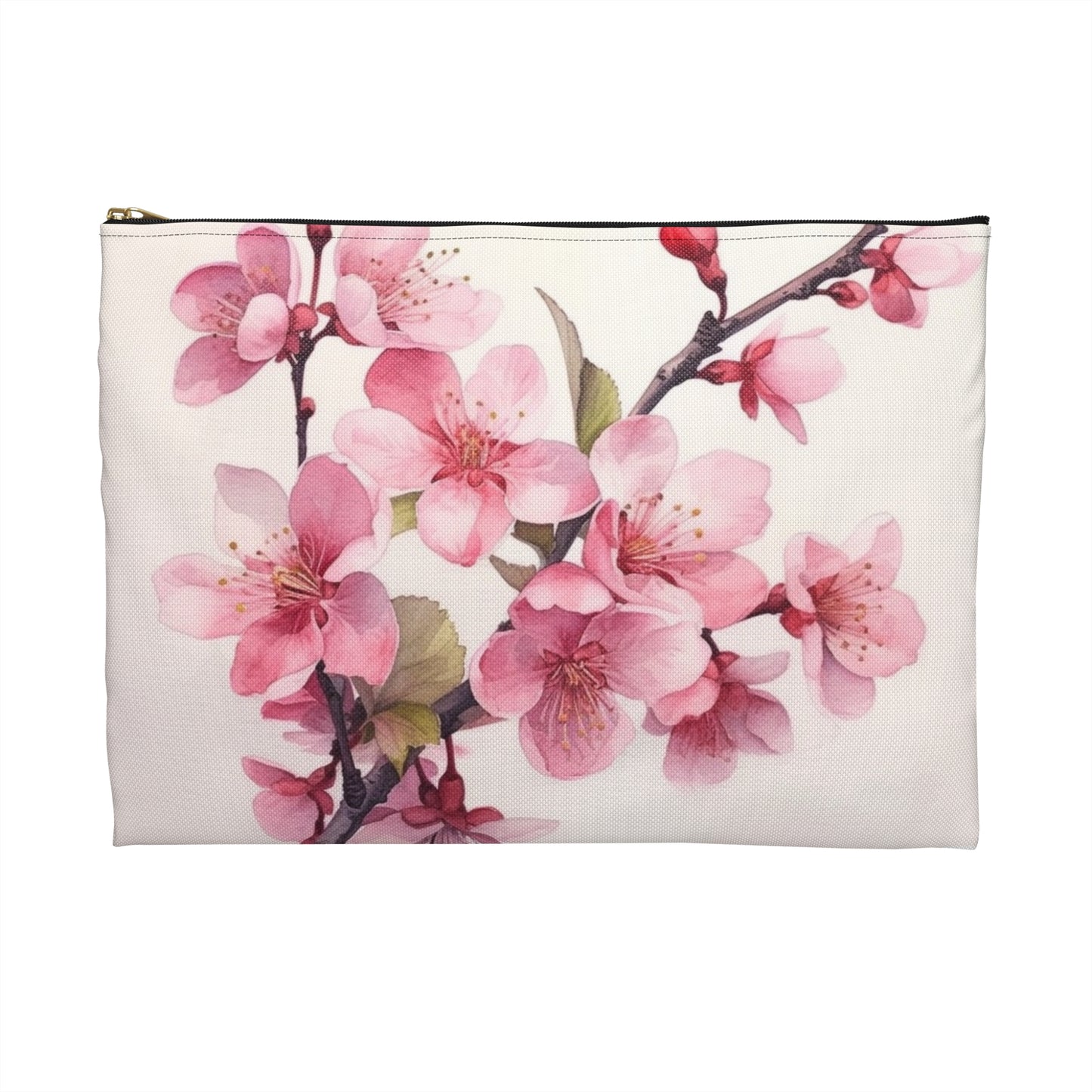 Artistic Flourish: Floral Watercolor Cherry Blossom Accessory Pouch