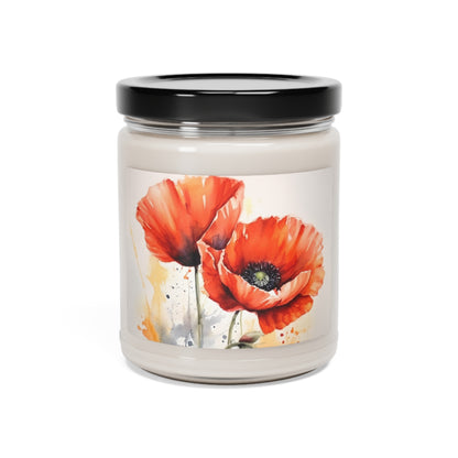 Whimsical Poppy Flower Watercolor Scented Soy Candle: An Artistic Delight