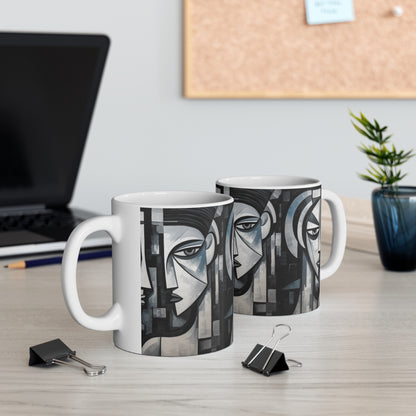 Cubist Paintings Ceramic Mug: Captivating Brush Strokes