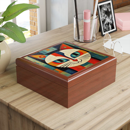 Artistic Vintage Vibes: Picasso-Inspired Midcentury Modern Jewelry Box for Retro Fashion