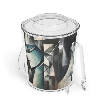 Ice Bucket with Tongs with Cubist Art: Sip with Artistic Finesse and Abstract Flair