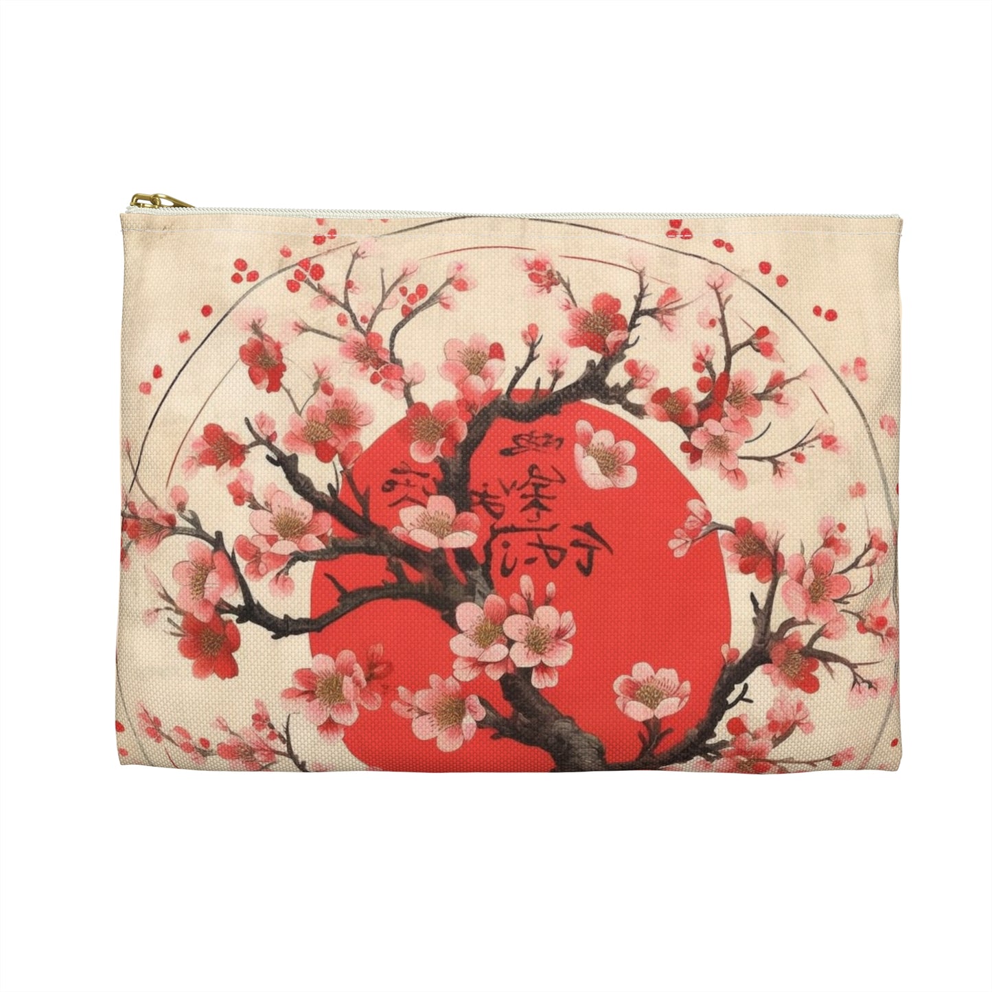 Nature's Brushstrokes: Accessory Pouch Featuring Captivating Cherry Blossom Drawings