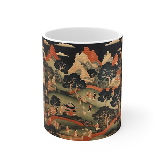 Ceramic Mug: Tsuzure-Nishiki Elegance - Unveiling the Beauty of Polychrome Tapestry with Every Sip