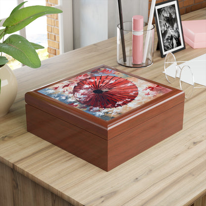 Abstract Japanese Umbrella Painting Jewelry Box: Unleashing Artistic Beauty