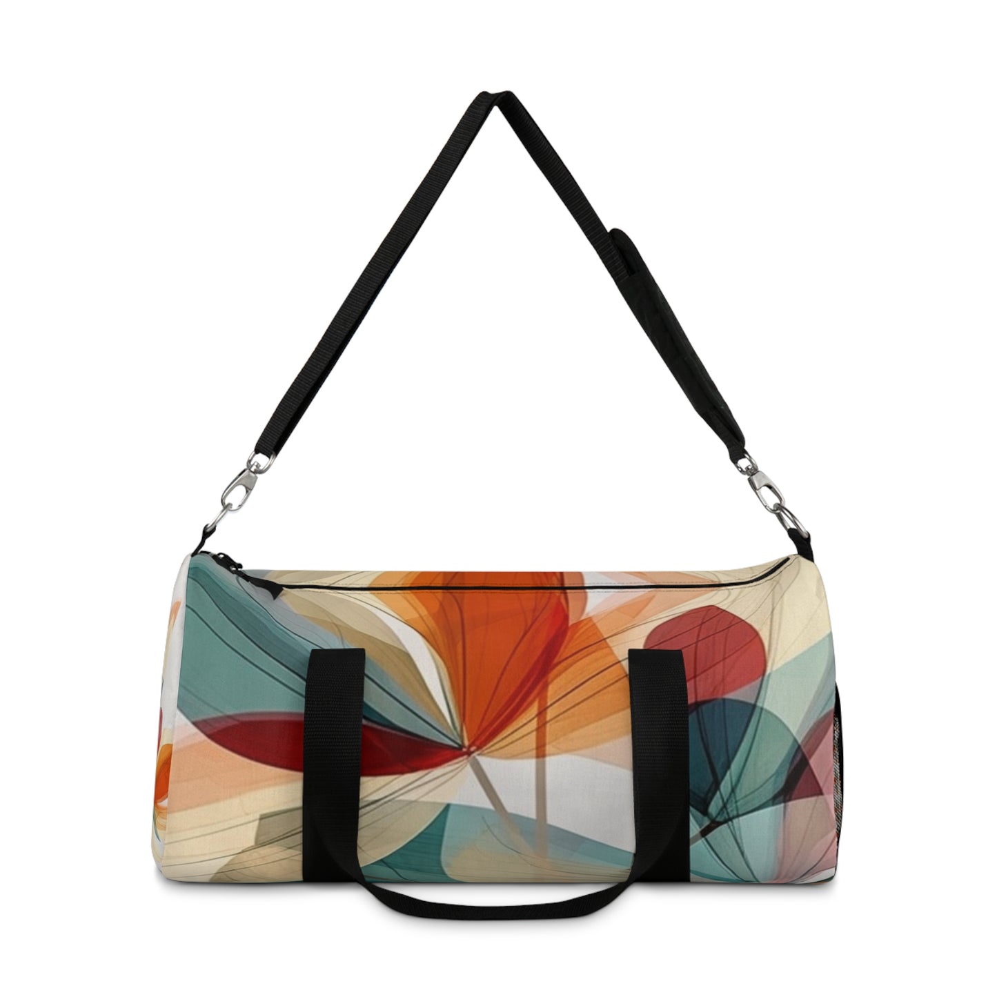 Floral Blossom: Atomic Age Duffel Bag with Midcentury Modern Design and Flower Drawings