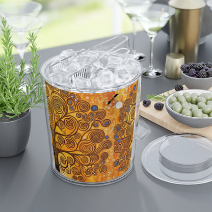 The Tree of Life Ice Bucket with Tongs: A Modern Art Tribute to Gustav Klimt