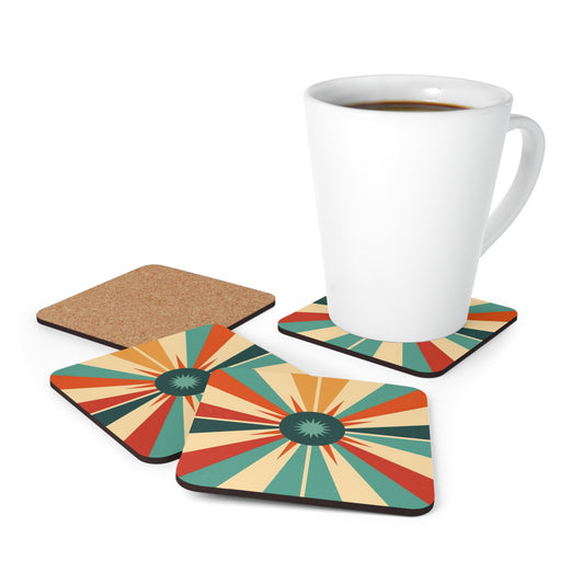 Vintage Fashion Inspiration: Starburst Corkwood Coaster Set with 1950s and 1960s Flair