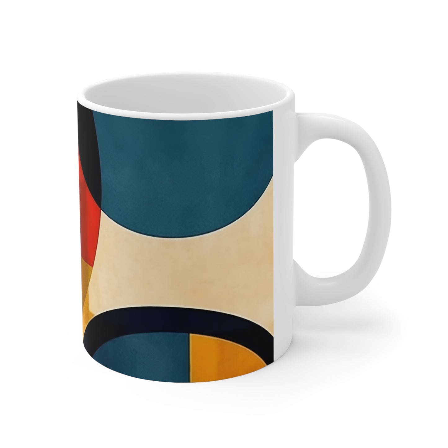 Sleek Geometric Style: Midcentury Modern Mug with Abstract Geometric Art